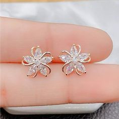 Women’s Glamorous Gold Plated Crystal Flower Design Stud Earrings Brand New! Absolutely Gorgeous Eardrop Width:0.6 Inch, Eardrop Height:0.6 Inch Teardrop Earrings With Flower Charm, Flower Shaped Crystal Earrings, Elegant Flower Shaped Crystal Earrings With Flower Charm, Flower Shaped Crystal Earrings For Gift, Flower-shaped Crystal Earrings For Gift, خواتم خطوبة, قلادات متدلية, Gold Earrings Models, Pretty Jewelry Necklaces