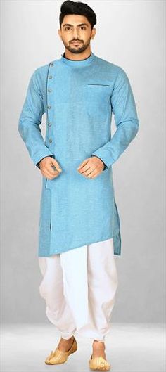 Blue color Dhoti Kurta in Cotton fabric with Thread work Traditional Blue Kurta For Eid, Blue Traditional Drape Kurta For Eid, Blue Kurta With Zari Work And Traditional Drape, Blue Kurta With Zari Work In Traditional Drape, Blue Cotton Kurta For Diwali, Light Blue Cotton Kurta For Diwali, Blue Cotton Traditional Wear For Diwali, Light Blue Cotton Traditional Wear For Festivals, Blue Cotton Traditional Wear For Eid