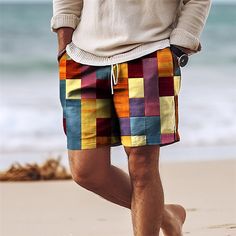 Category:WE-Pants; Season:Summer; Fabric:Polyester; Gender:Men's; Style:Hawaiian,Casual; Elasticity:Micro-elastic; Occasion:Beach,Holiday; Fit Type:Regular Fit; Function:Quick Dry; Waistline:Mid Waist; Pattern:Color Block,Colorful; Design:with Mesh lining,3D Print,Elastic Waist,Drawstring; Pants Type:Swim Shorts,Swim Trunks,Board Shorts; Fly Type:Elasticity,Drawstring; Front page:FF; Listing Date:12/13/2023; Production mode:External procurement; Hips:; Length:; Waist:; Fit US Size:; Fit UK Size: Hawaii Swimwear, Mens Printed Shorts, Printed Pants Style, Vacation Vibes, Holiday Beach, Retro Men, Mens Boardshorts, Graduation Outfit, Type Of Pants