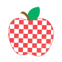 an apple with a checkerboard pattern on it