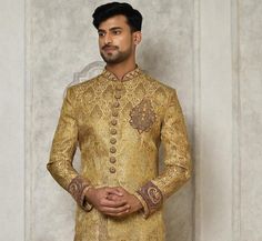 A Perfect Blend" Exactly What You Have Been Looking For This Wedding Beige Pattern Work Indo-Western Sherwani In Kashmiri Jamawar Fabric * Fabric - Kashmiri Jamawar * Work Type - Pattern Work, Fancy Button, Glass Stone Broch, Zari Buti, Self-Weaved Patterns * Top Colour - Beige Bottom - Red Dupion Silk   Note For Perfect Fitting * Pls Check Your Body Chest Exact Measurement With Out Adding Any Space or Gap From Your Side * Kindly Mention Your Height While Placing The Order * For custom Stitching as per your body measurements @ 20 USD kindly get in touch Pls Not - We can Also provide Jewellery, Shoe & Stole 🔺Disclaimer: Product Colour May Slightly Vary Due to Photographic Lighting Sources or Your Monitor Settings Thank You for Visiting Beige Suit Men Wedding, Groom Suit Beige, Beige Suit Men, Beige Pattern, Fancy Buttons, Dupion Silk, Colour Beige, Indo Western, Sherwani