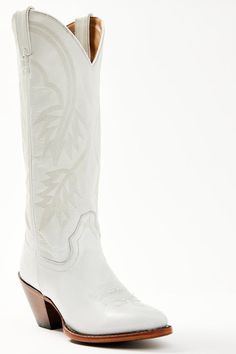 Bright Side Western Boots - Round Toe – Idyllwind Fueled by Miranda Lambert Idyllwind White Boots, Western Calf Leather Boots With Rubber Sole, White Leather Heeled Boots With Wide Calf, White Leather Wide Calf Heeled Boots, White Leather Heeled Boots For Wide Calf, Fitted Boots With Stitched Sole For Fall, Fitted Fall Boots With Stitched Sole, Calf Leather Boots With Snip Toe And Leather Sole, Calf Leather Boots With Leather Sole And Snip Toe