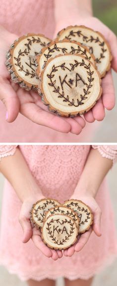 two pictures of people holding cookies in their hands with the words love written on them