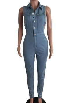 Take the leap into bold fashion with our Side Cut-Out Single Breasted Denim Jumpsuit! This versatile jumpsuit features a single breasted design and side cut-outs that add an edgy touch to your style. Available in sizes S-3XL, embrace your daring side and stand out in this must-have piece! Decoration Button , Pockets Length Ankle-Length Style Sexy & Club Fabric Type Denim , Blended fabrics Material Cotton , Polyester Neckline Turn-down Collar Pattern Type Solid Sleeve Length Sleeveless Season Summer Black Jumpsuit Dress, Side Cuts, Collar Pattern, Crop Top Sweater, Curvy Dress, Denim Jumpsuit, Basic Tops, Bold Fashion, Pajamas Women