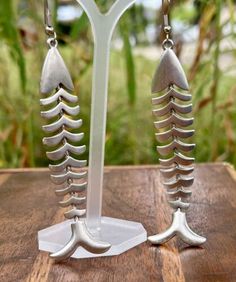 Articulated Fish Bone Earrings Bones Skeleton Dangle Drop   | eBay Fish Bone Jewelry, Articulated Fish, Fish Bones, Bone Earrings, Bone Jewelry, Fish Bone, Pinterest Closet, Fashion Jewelry Earrings, Drop Earring