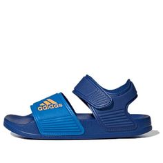 adidas Adilette Sandal J 'Royal Blue' GW0343 (Casual) Sporty Slip-resistant Sandals For Water Sports, Adidas Blue Sandals For Spring, Spring Blue Adidas Sandals, Synthetic Slides For Summer Training, Adidas Logo Slides For Swimming In Spring, Adidas Logo Slides For Swimming, Adidas Blue Slip-on Sandals, Sporty Sport Sandals With Round Toe For Water Sports, Sporty Adidas Slides For Beach