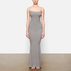 Fitted Loungewear Dress In Solid Color, Solid Color Fitted Dress For Loungewear, Fitted Solid Color Loungewear Dress, Fitted Solid Midi Dress For Loungewear, Chic Seamless Loungewear Dress, Fitted Seamless Maxi Dress, Fitted Seamless Maxi Dress For Night Out, Fitted Maxi Length Loungewear Dresses, Chic Fitted Seamless Maxi Dress