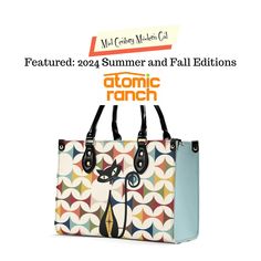 Holiday Shipping Deadlines: Handbags, travel bags, floor lamps, nesting tables, and wall switches: Order by December 5th. All other items: Order by December 10th.Introducing our Atomic Cat Handbag - a quirky and playful Scandinavian design that will make you stand out from the crowd! This kitschy mod retro handbag is reversible, giving you even more bang for your buck. Perfect as a shoulder bag for all your essentials.  Upgrade your style with this New Version Luxury Women PU Leather Handbag. Cr Trendy Travel Bags With Cat Print, Trendy Cat Print Travel Bag, Playful Rectangular Bag With Cat Design, Multicolor Cat Print Bags For Everyday Use, Multicolor Rectangular Bag With Cat Print, Multicolor Rectangular Bags With Cat Print, Playful Cat Design Bags For Everyday Use, Rectangular Multicolor Bags With Cat Print, Rectangular Cat Print Bag For Everyday Use