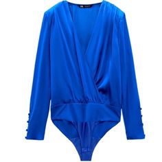 So Pretty! Brand New With Tag String Still Attached. Tags Misplaced. Elegant Blue One-piece Bodysuit, Elegant Blue Party Bodysuit, Blue V-neck Bodysuit For Party, Elegant Blue Bodysuit For Night Out, Chic Blue Fitted Bodysuit, Zara Long Sleeve Party Bodysuit, Zara Long Sleeve Bodysuit For Party, Elegant Blue Fitted Bodysuit, Elegant Fitted Blue Bodysuit