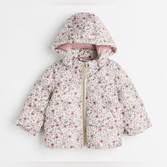 New !! H&M Kids Puffer Jacket Size : 3t ,Tts Color: Off White With Floral Print Selling Them As A Sister Set For 60 As The Set Comes With Free Shipping . Willing To Sell Them Individually 37+ Shipping & Price May Vary. Please Note : All Items On My Listing Are Also On Other Platforms. Items My Not Be Available. Will Try To Update As Soon As I Can . Description Padded Jacket In Quilted, Woven Fabric. Detachable Hood, Stand-Up Collar, And Zipper At Front With Anti-Chafe Chin Guard. Concealed Elast White Hooded Cotton Puffer Jacket, Cute White Outerwear For Fall, Playful White Long Sleeve Outerwear, Cute Outerwear For Cold Spring Weather, H&m Pink Outerwear For Spring, H&m Pink Outerwear For Fall, H&m Pink Spring Outerwear, Pink H&m Outerwear For Spring, Pink H&m Outerwear For Fall