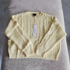 Lumiere Yellow Knit Sweater Women Size Large New With Tags Nylon And Acrylic Pullover Measurements In Photos Brooke Yancey, Light Yellow Sweater, Yellow Sweater Outfit, Wide Knit Sweater, Knit Sweater Women, College Closet, 2024 Board, Blush Pink Sweater, Yellow Knit Sweater