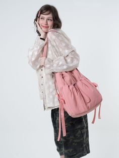 Composition : NylonColor : pinkCountry of Origin : Republic of Korea Trendy Nylon Backpack With Pockets, Casual Large Capacity Pink Backpack, Trendy Pink Shoulder Bag For Outdoor, Spring Travel Backpack Shoulder Bag, Functional Pink Everyday Bags, Trendy Pink Backpack With Pockets, Casual Pink Shoulder Bag For Travel, Pink Laptop Satchel Bag, Casual Pink Outdoor Bag