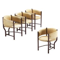 six chairs with curved backrests are shown in four different sizes and shapes, one is