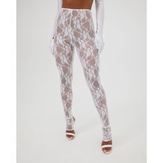 Price listed in USD. White lace unlined leggings with heel and toe opening. (To complete this look the skirt matching top and scarf are available for purchase.) Sizing: XS, S, M, L Sizing: XS: Bust: 30”-32” Waist: 23”-24”,Hips: 33”-35” S: Bust: 33”-34” Waist: 25”-26” Hips: 36”-37” M: Bust: 35”-36” Waist: 27”-28” Hips:38”-39” L: Bust : 37"-38" Waist: 29"-31" Hips: 40"-41" XL: Bust 39”-40” Waist : 32”-33” Hips: 42”-43” Petit : 5’1” to 5’3’’ Regular : 5’4” to 5’7” Tall: 5’8” to 5’10” Fabric content Rhinestone Leggings, Fashion Major, Alt Clothes, Lace Leggings, Matching Top, New Wardrobe, Outfits With Leggings, Aesthetic Clothes, White Lace