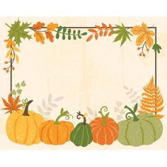 an autumn border with pumpkins and leaves