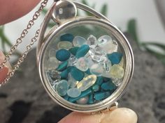 This sterling silver locket has been filled with hand selected faceted + polished multi-colored fiery Ethiopian opals, turquoise pebbles and AAA+ grade natural double terminated NY Herkimer Diamond quartz crystals. These are genuine and naturally occurring high grade gemstones from locations around the world, not beads or glass or synthetic stones. This high quality floating locket is US made with sterling silver and glass comes on a sterling silver chain. These are so magical! You will love pla Silver Round Bead Gemstones For Gifts, Silver Round Beaded Gemstones For Gifts, Round Turquoise Locket Jewelry, Turquoise Round Locket Jewelry, Turquoise Multi-stone Gemstones For Gifts, Silver Natural Stones Beads And Cabochons For Gift, Silver Beads, Gems And Cabochons For Jewelry Making, Silver Stones For Jewelry Making, Sterling Silver Locket