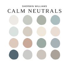 a poster with the words calm neutrals in different colors and sizes, including blue, gray