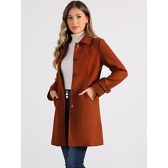 With a classic silhouette, this coat will be your go-to must-have piece for the cold season. It features long sleeves with buttons at the cuffs, and the mid-thigh length hem drapes beautifully over a variety of different looks. No matter what look you slip it over, this textured winter coat adds a layer of warmth and finishes the refined, elegant look. Winter Pea Coat, Outerwear Women Winter, Winter Overcoat, Long Overcoat, Long Winter Coats, Single Breasted Coat, Winter Outerwear, Wool Peacoat, Collars For Women