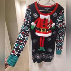 Black Red White And Green Ugly Sweater Dress!! United States Sweaters Holiday Size Xs!! Ugly Sweater Christmas, Small Dress, Ugly Sweater, Holiday Dresses, Holiday Ideas, Black Red, Christmas Sweaters, Red White, Red And White