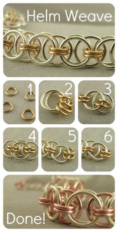 how to make a chain bracelet with metal rings and chains on the bottom, in different directions