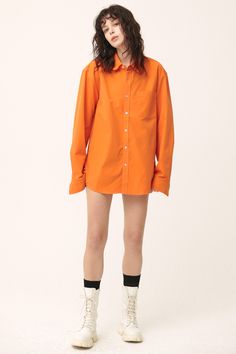 Arden Oversized Shirt (15colors) Oversized Gender-neutral shirt Product Specification 80% Polyester 20% Cotton Professional Clean Only / Do Not Tumble Dry Model's height is 6กว 8กศ (175cm) Bust 31in Waist 23in Hip 34in and wearing M/L Made in Korea Oversized Solid Shirt With Shirttail Hem, Oversized Shirt With Shirttail Hem, Plain Oversized Spring Shirt, Oversized Fall Shirt With Shirttail Hem, Oversized Long Sleeve Orange Blouse, Oversized Orange Long Sleeve Blouse, Orange Relaxed Fit Cotton Shirt, Oversized Shirttail Hem Shirt For Fall, Oversized Orange Long Sleeve Shirt