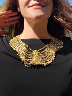 Gold-plated Cleopatra necklace with hanging balls, 925 Sterling Silver Cleopatra Necklace, Valentine Jewelry, Jewelry Promotion, Selling Handmade Items, Jewelry Board, Best Mothers Day Gifts, Get Well Soon Gifts, Handmade Boutique, Ethnic Necklaces