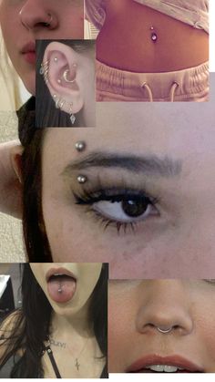 a collage of photos with different types of piercings on their eyes and lips