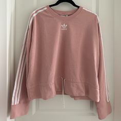 Adidas Pink, Womens Crewneck, Pink Adidas, Closet Bedroom, Adidas Tops, Pink And White, Adidas Women, Pink White, Womens Tops