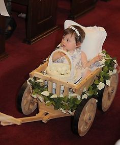 Unfinished-Flower-Girl-Pumpkin-Wagon-Small-size-Childs-Wedding-Wagon Wedding Wagons, Flower Girl Wagon, Wedding Wagon, Wedding Cart, Wagon For Wedding, Stables Wedding, Wedding Carriage, Flower Girl Wedding, Wooden Wagon