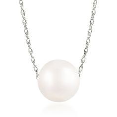 Ross-Simons - 7-7.5mm Cultured Akoya Pearl Necklace in 14kt White Gold. 18". Convey your sophisticated style in a simple way. Our understated necklace features a luminous 7-7.5mm cultured Akoya pearl stationed on a classic 14kt white gold rope chain. Make this your everyday signature, or add some elegance to a layered look. Springring clasp, white pearl necklace. Pearl birthstones are the perfect gift for June birthdays. Akoya Pearl Necklace, Pearl Birthstone, Gold Rope Chains, White Pearl Necklace, Fine Jewelery, Necklace Pearl, Akoya Pearls, 7 And 7, Rope Chain