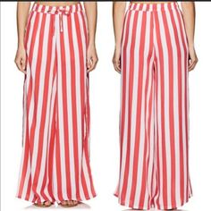 Onia Cloe Wide Pants Beach Stripe Size Large Chic Bottoms For Day Out During Resort Season, Striped Straight Pants For Beach, Chic Striped Wide Leg Pants For Beach, Striped Long Pants For Summer, Striped Pants For Beach In Spring, Spring Striped Beach Pants, Striped Beach Pants With Elastic Waistband, Beach Striped Wide-leg Pants, Beach Striped Pants With Elastic Waistband