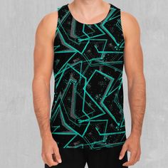 Exclusive art and soft fabric combine to create the ultimate tank top perfect for warm, sunny days. Made from premium, 100% polyester fabric, our tank tops are incredibly comfortable. Every tank top is constructed with a high definition printing process preventing this garment from fading after washing. This item is made to order. Please allow 5-10 business days before shipment. * 100% polyester * Reinforced taping along the armholes and neck * Premium polyester knit 190gsm jersey * Regular fit Green Printed Sleeveless Tank Top, Black Sleeveless Activewear With Graphic Print, Black Sleeveless Graphic Print Activewear, Printed Tank Top For Streetwear, Printed Sleeveless Tank Top For Streetwear, Sleeveless Cotton Activewear With Graphic Print, Black Printed Sleeveless Tank Top, Blue Sports Tank Top With Graphic Print, Sublimation Print Sleeveless Tops For Gym