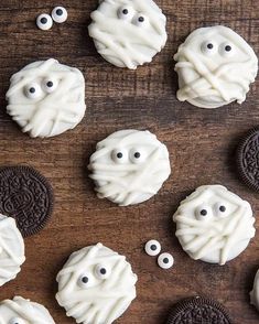 cookies decorated to look like ghost faces and eyes