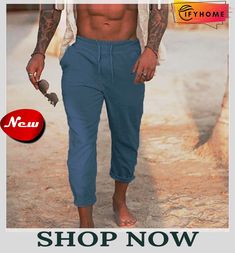 Men's Linen Pants Trousers Summer Pants Beach Pants Plain Breathable Soft Casual Daily Holiday Linen / Cotton Blend Fashion Streetwear Black White Micro-elastic Casual Stretch Harem Pants For Summer, Casual Stretch Summer Harem Pants, Beach Season Ankle-length Pants With Pockets, Baggy Solid Color Sweatpants For Summer, Leisure Straight Pants For Summer, Leisure Straight Summer Bottoms, Casual Beach Season Pants With Pockets, Summer Leisure Straight Pants, Baggy Straight Sweatpants For Summer