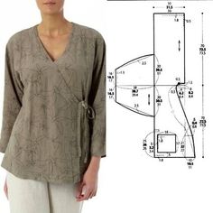 an image of a woman's top and pants with measurements for the pattern on it