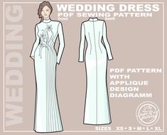 the wedding dress sewing pattern is shown