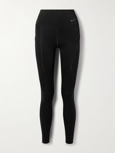 Nike's 'Go' leggings keep you comfortable and confident through weight training, yoga or trail running. Made from compressive InfinaLock fabric, they have moisture-wicking Dri-FIT properties and various pockets for your essentials. Black Midweight Leggings For Sports, Nike Compressive Functional Bottoms, Nike Black Activewear For Outdoor Activities, Nike Compression Tights Sporty, Nike Nylon Activewear For Yoga, Nike Nylon Yoga Activewear, Nike Compression Tights, Nike Go-dry Activewear For Outdoor Activities, Nike Moisture-wicking Tights For Training