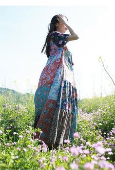 Multicolor Patchwork Hippie Dress | Buddhatrends Casual Patchwork Maxi Dress For Vacation, Multicolor Floral Patchwork Maxi Dress For Summer, Summer Multicolor Maxi Dress With Floral Patchwork, Multicolor Hippie Maxi Dress, Hippie Multicolor Maxi Dress, Multicolor Floral Patchwork Beach Dress, Multicolor Floral Patchwork Maxi Dress For Vacation, Red Bohemian Patchwork Dress, Multicolor Floral Patchwork Maxi Dress For Spring