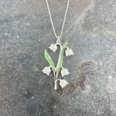 Lily of the Valley White Flower Pendant Necklace - Etsy Lily Of The Valley Pendant, Lily Of The Valley Necklace, Lily Of The Valley Jewelry, Cute Pendant Necklace, White Lily Of The Valley, May Birth Flower, Lily Necklace, 2nd Wedding, Birth Flower Necklace