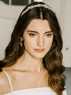 Featuring a beautiful blend of pearls and crystals, our "Maeve" tiara is modern and romantic | wedding inspo, 2024 wedding, 2024 bride, wedding ideas, wedding hair, bridal hair styles, bridal hair accessories, bridal headpieces, headpieces for brides, bridal tiara, bridal crown, tiaras and crowns, headpieces for brides, luxury jewelry, bridal hair ideas, sparkly tiaras, sparkly wedding tiara, diamond tiara,pearl tiara,women's jewelry and accessories #bridaltiara #bridetobe #wedding #weddinghair Bridal Hair Down, Bridal Nail, Wedding Favors And Gifts, Regal Elegance, Pearl Bridal Headband, Crown Party, Imperial Crown, Hollywood Hair, Crystal Bridal Tiaras