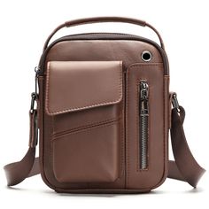 Style: European and American Retro Material: Genuine Leather Leather characteristics: First Layer Cowhide Features: Burden Reduction Pattern: Solid Color Fashion Element: Sewing Line Occasion: Daily Matching Men's Messenger Bags, Crossbody Bag For Men, Backpack Sport, Messenger Bag Men, Color Fashion, Waist Pack, Travel Wallets, Phone Bag, Large Bags