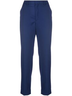 ocean blue stretch-wool concealed front fastening belt loops two side inset pockets two rear jetted pockets pressed crease cropped leg Tailored Trousers, Ocean Blue, Bottoms Pants, Blue Ocean, Cropped Pants, Womens Bottoms, Sweatpants, Trousers, Wool