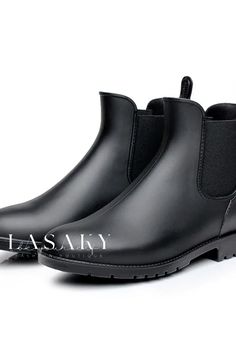 Lasaky - Chelsea Waterproof Ankle Rain Boots: Stylish and Functional Rubber Footwear Round Toe Boots For Rainy Outdoor Activities, Black Rain Boots With Protective Feet For Outdoor Activities, Black Waterproof Chelsea Boots For Outdoor, Waterproof Black Chelsea Boots For Outdoor, Waterproof Rain Boots With Round Toe, Ankle-high Non-slip Boots For Outdoor, Non-slip Ankle-high Boots For Outdoor, Waterproof Chelsea Boots With Round Toe For Outdoor, Waterproof Boots With Round Toe For Rainy Season