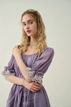 Elowen 27 | Lace Linen dress gown ( 2 way to wear ) – Linennaive Big Skirt, Medieval Princess, Big Skirts, Ruffle Linen, French Dress, Frilly Dresses, Medieval Dress, Trendy Dress, Gothic Dress