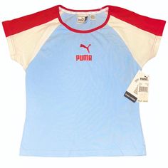 New Puma Light Blue Logo Shirt Size Girls Xl (Will Also Be Perfect For A Woman’s Size Small Medium Or Large Depending On The Desired Look) ~ Personally I Believe It Will Fit Perfectly On A Woman’s Size Medium ~ New With Tags Puma Girls Blue Red White Logo Athletic Short Sleeve Tee Shirt Top Puma Kids Light Blue Logo Shirt New With Tags Light Blue Puma Logo Shirt Approx Measurements When Laid Flat: Shoulder To Hem 22 Inches Armpit To Armpit 18 Inches Neck To Hem 18.5 Inches #Puma #Pumashirt Casual Blue Color Block Shirt, Spring Blue Color Block T-shirt, Casual Sports Shirt For Spring, Red Sports T-shirt For Spring, Sporty Cotton Tops For Playwear, Casual Blue Color Block T-shirt, Light Blue Casual Tops For Playwear, Sporty Graphic Print Tops For Playwear, Blue Short Sleeve T-shirt For Playwear