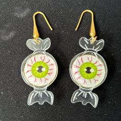 Eyeball Candy Earrings. I Got These From Lipstick & Chrome- I Am Not Sure Which Brand They Were Originally. Slight Glittery Look To The Eyeballs. Drop Hangers. Very Lightweight. Excellent Pre-Owned Condition. I Have Never Worn These. About 2.25” In Length, Including Hanger. About .75” Wide. Fun White Party Jewelry, Novelty White Round Earrings, Eyeball Jewelry, Eyeball Candy, Eyeball Earrings, Vinyl Display, Candy Earrings, Kidcore Aesthetic, Funky Earrings