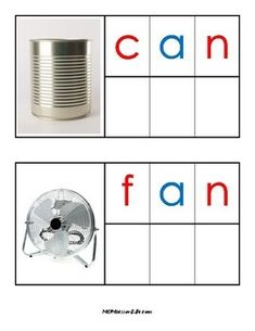 the words can fan are arranged in four different squares to spell out what they're doing