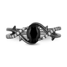 Disney Maleficent Inspired Diamond Ring Black Rhodium 1/10 CTTW | Enchanted Disney Fine Jewelry Disney Princess Cocktails, Maleficent Ring, Enchanted Ring, Jcpenney Fine Jewelry, Disney Engagement Rings, Sleeping Beauty Maleficent, Enchanted Disney, Enchanted Disney Fine Jewelry, Disney Fine Jewelry