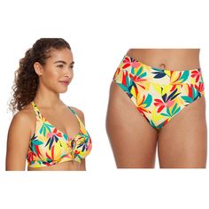 Make A Splash In This Colorful Printed Bikini Underwire Top With Removable Cup Pads High Waisted Bikini Bottom 83% Nylon/ 17% Spandex No Stains Or Flaws New With Tags Multicolor Underwire Swimwear For Vacation, Vibrant Yellow Swimwear For Sunbathing, Yellow Triangle Top Tankini For Swimming, Yellow Tankini For Swimming On Vacation, Yellow Tankini For Pool Vacation, Yellow Tropical Tankini For Poolside, Yellow Tankini For Vacation Swimming, Yellow Tropical Tankini For Vacation, Yellow Underwire Swimwear For Beach