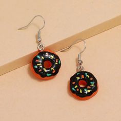 This Kawaii Style Pair Of Earrings Is A Wonderful Addition To Your Wardrobe And Your Style! Unique And Sure To Get Lots Of Compliments. Gshmv8001000vae Chocolate Sprinkle Donut, Donut Earrings, Donuts Earrings, Sprinkle Donut, Chocolate Sprinkles, Kawaii Style, Earring Holder, Orange Brown, Earrings Color